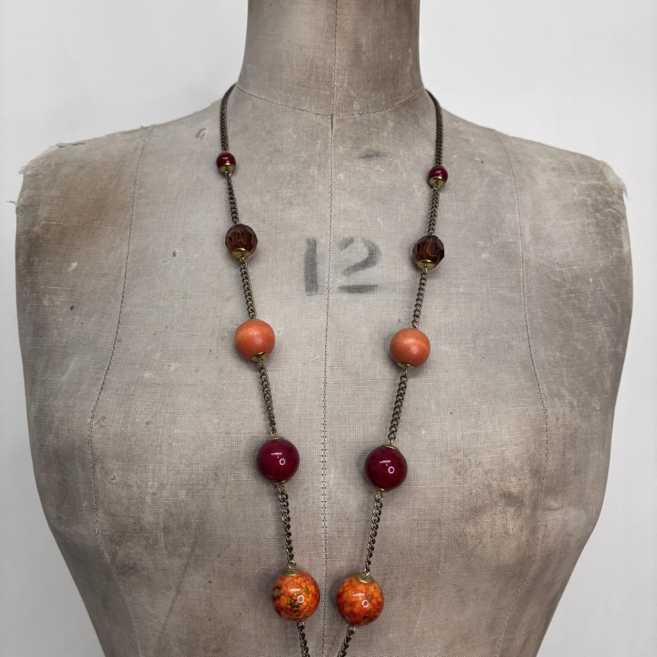 Long chain beaded necklace