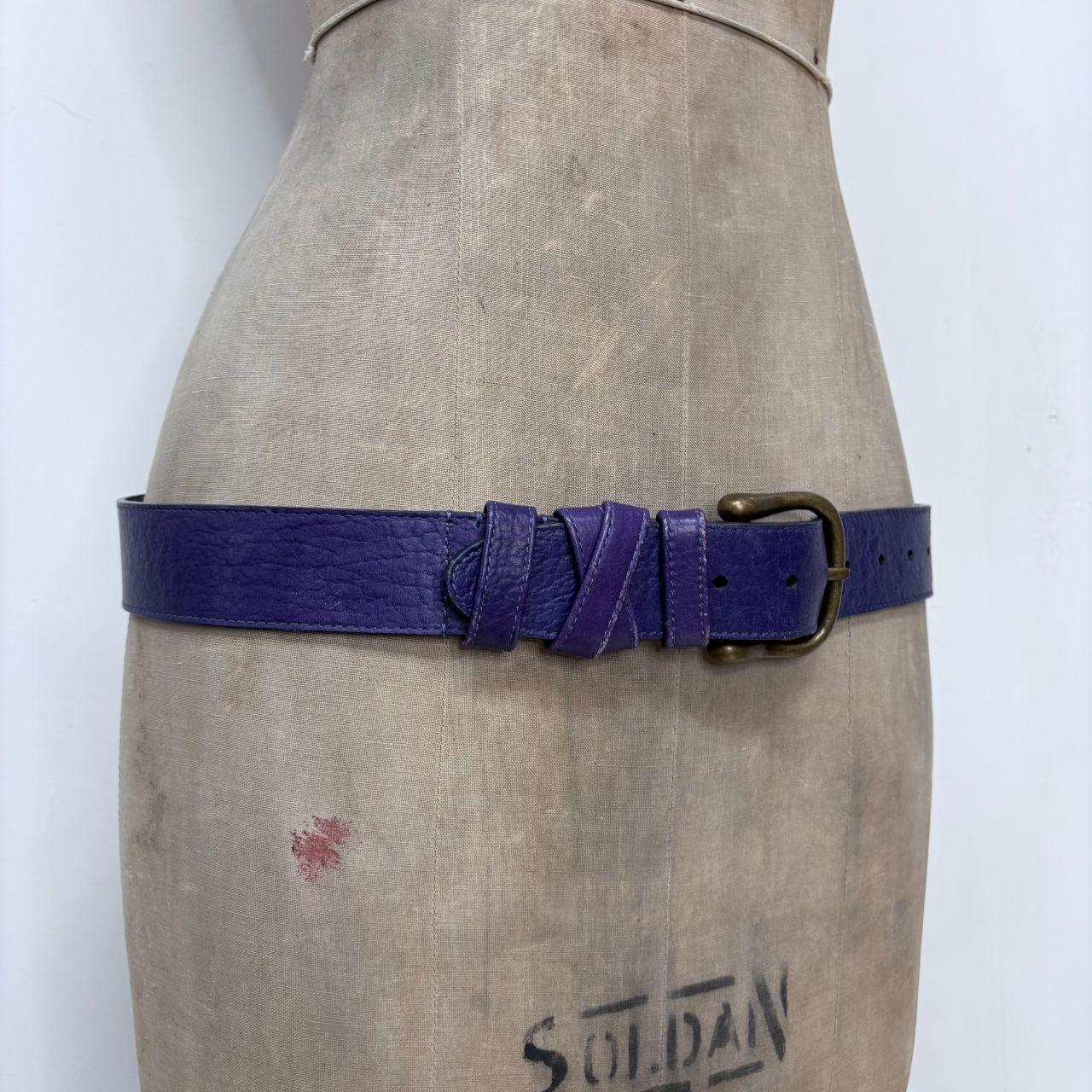 Blue leather buckle belt