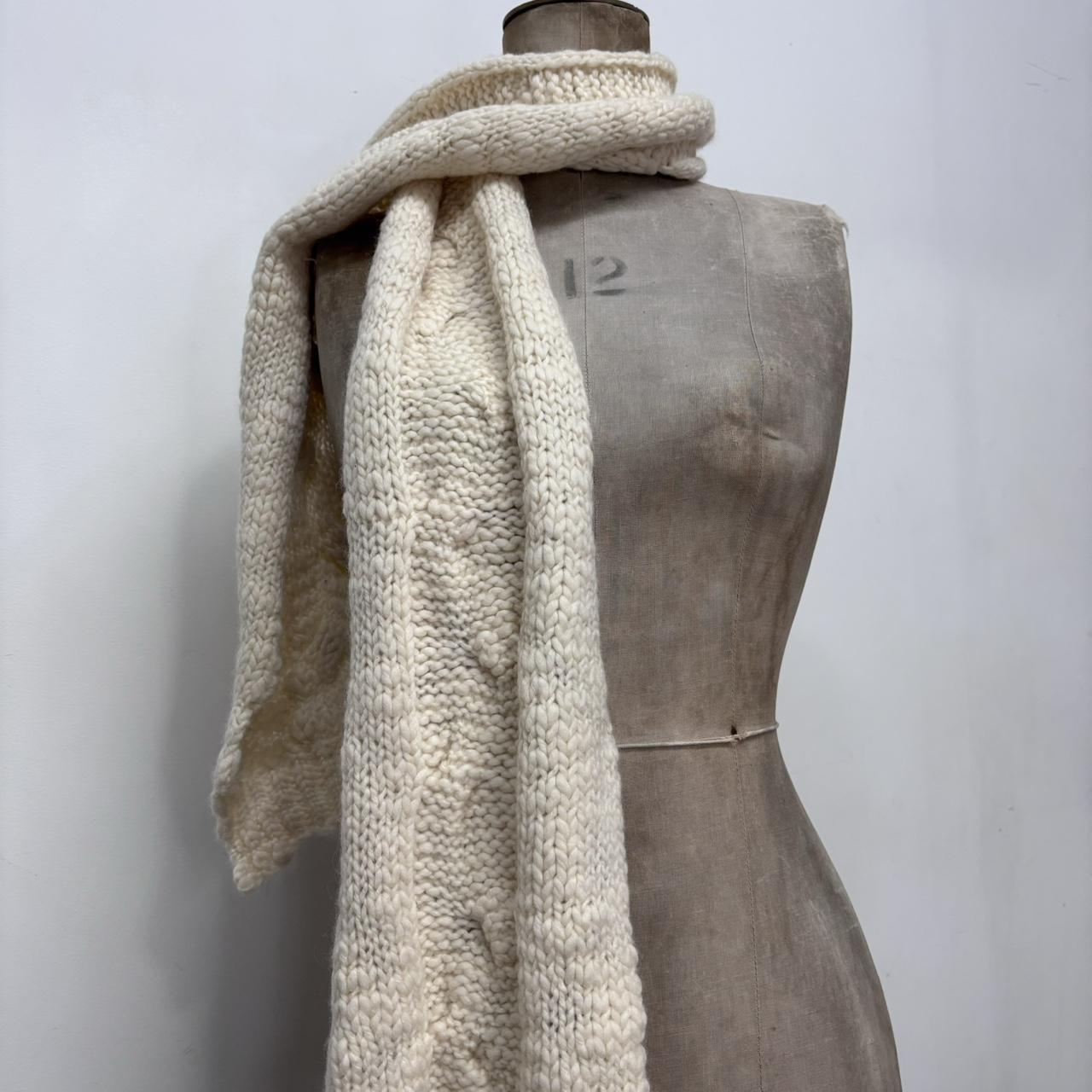 Cream cable knit scarf