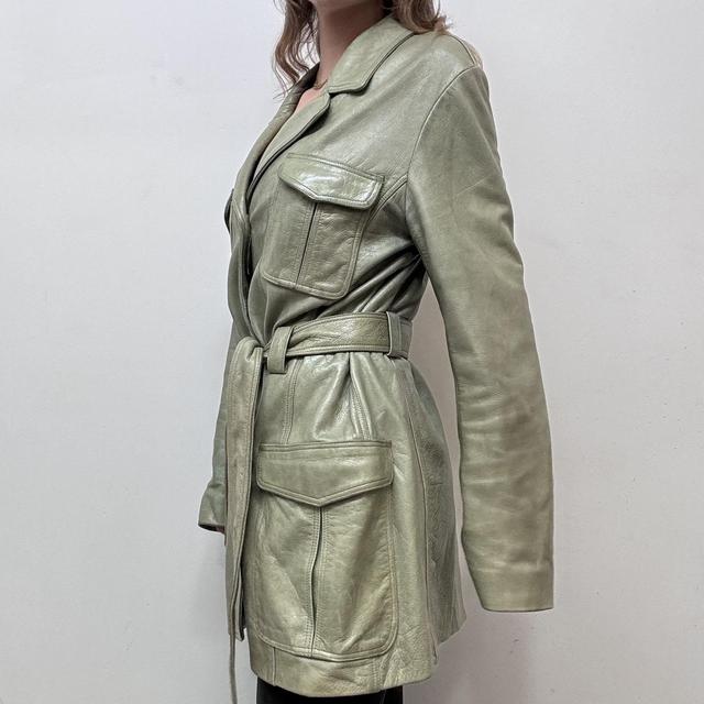 Green leather blazer jacket