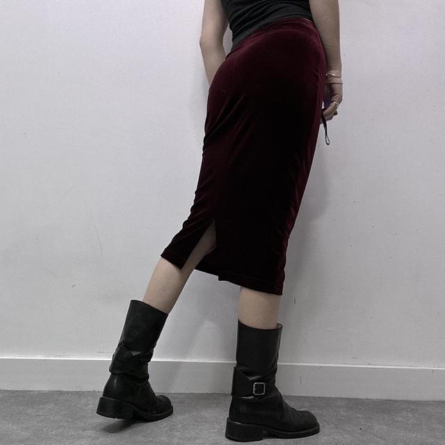 Dark red burgandy midi skirt