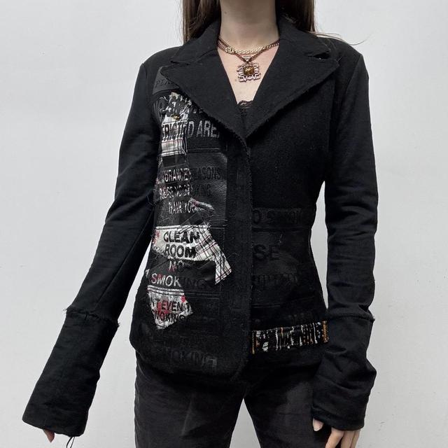 Black graphic flared jacket blazer