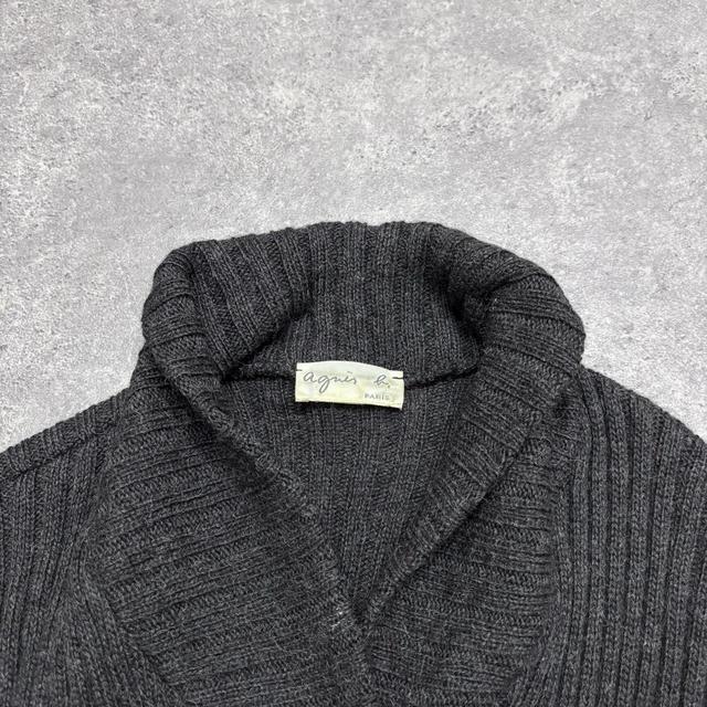 Dark grey slouchy ribbed knit cardigan