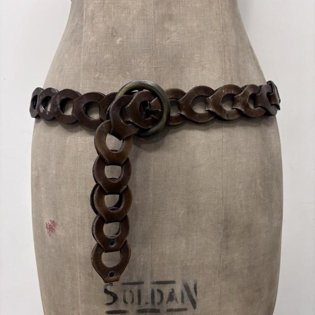 Woven brown leather belt