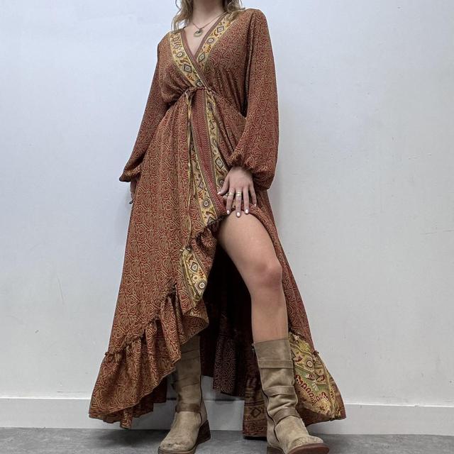 Draped floaty oversized printed maxi dress