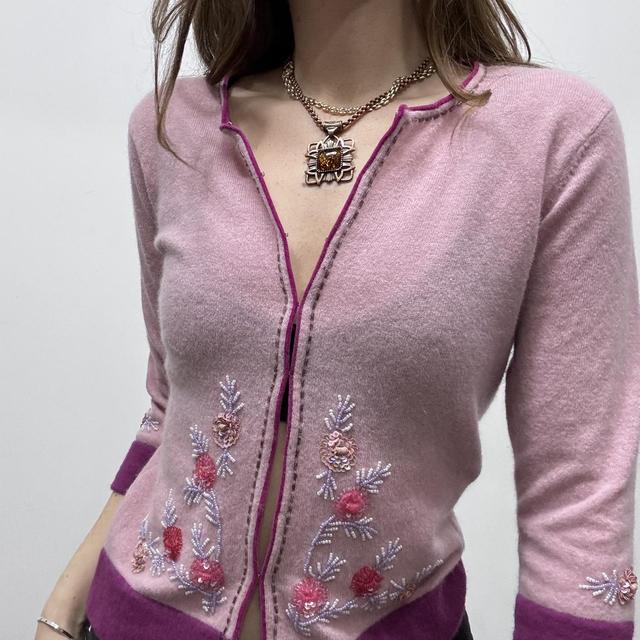 Pink wool knitted fairy cardigan