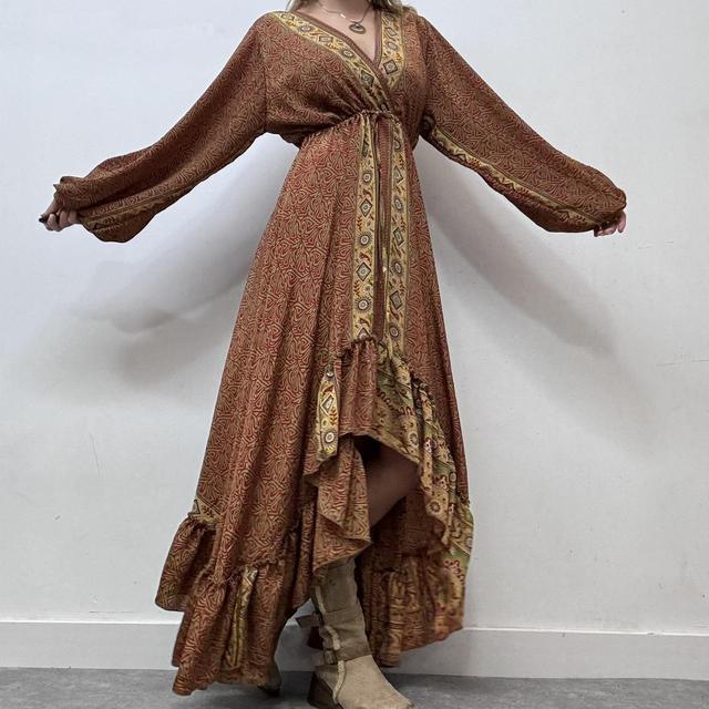 Draped floaty oversized printed maxi dress