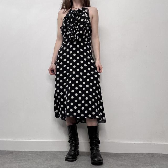 Silk polka dot ruffle coquette dress