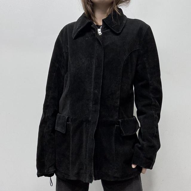 Black suede leather blazer