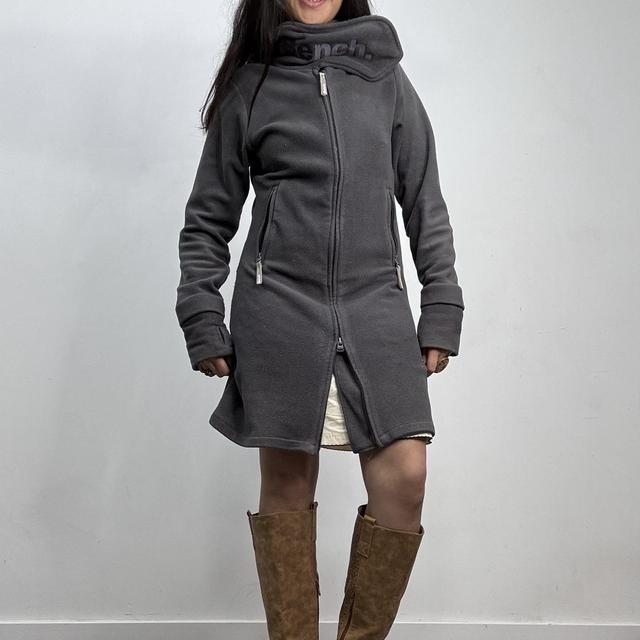 Grey fleece long jacket cardigan