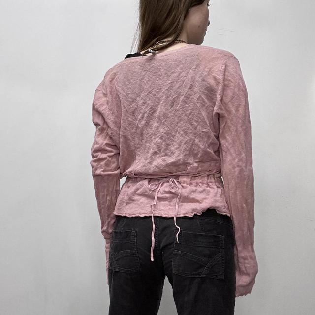 Pink slouchy gathered cardigan