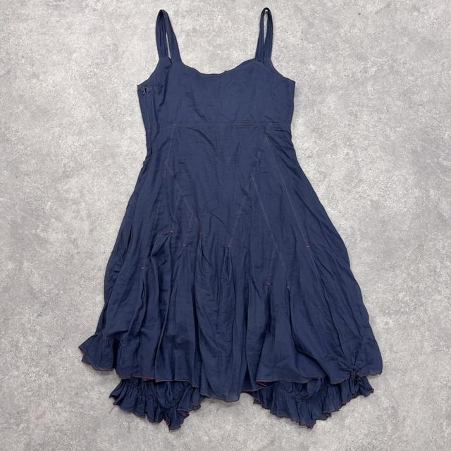 Blue cargo puff ruffle dress