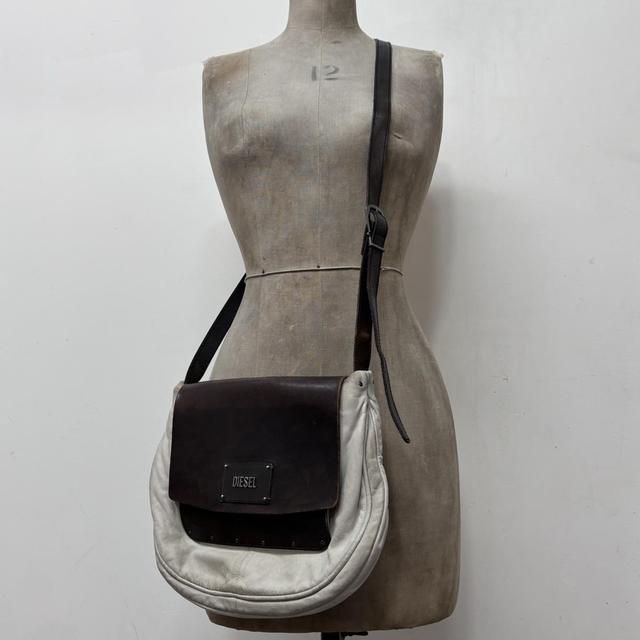 Distressed diesel leather crossbody bag