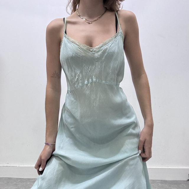 Blue sheer layered lace maxi dress