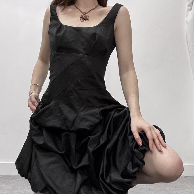 Black puff balloon dress