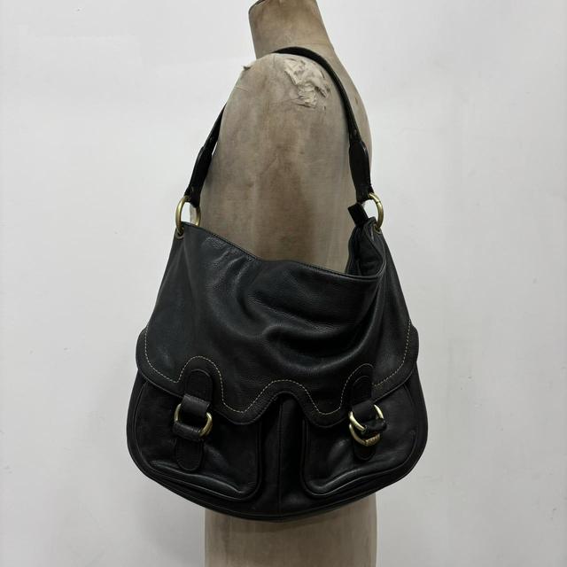 Black slouchy leather shoulder bag