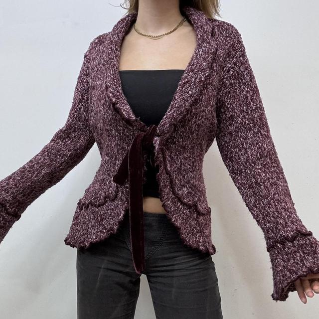 Knitted ruffle flare cardigan