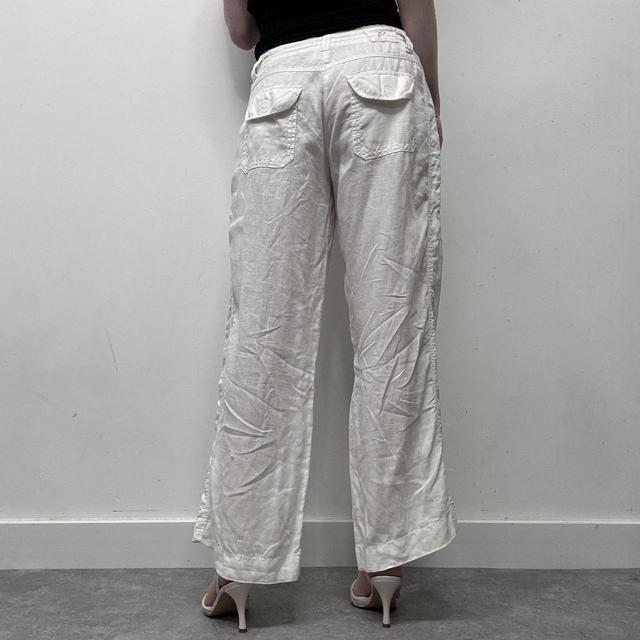 White linen wide oversized trousers