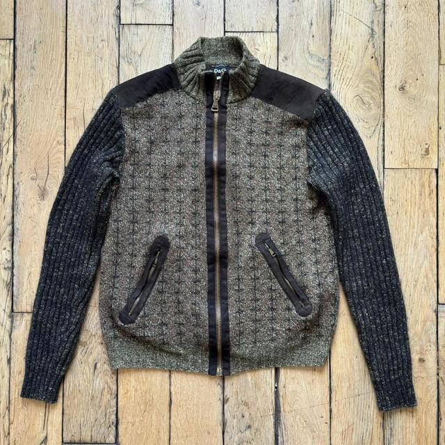 D&G brown knitted zip-up jumper
