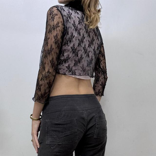 Lace cropped cardigan with faux fur