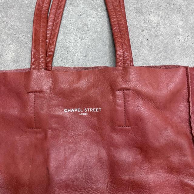 Red leather tote bag