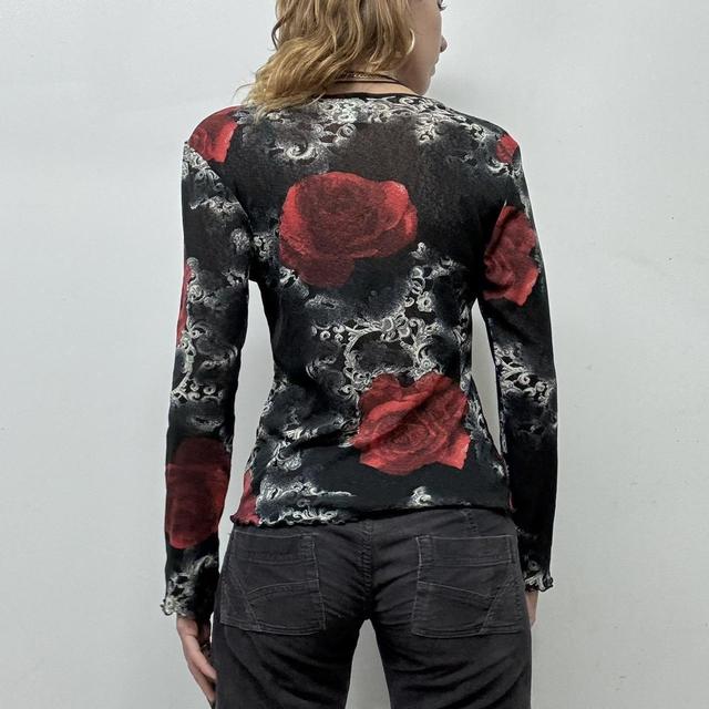 Gothic distressed floral long sleeve top