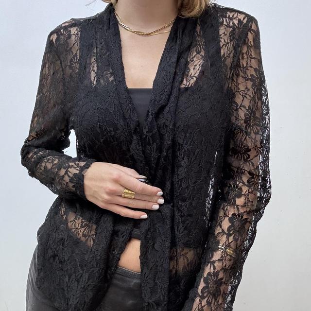 Black lace gothic drape top