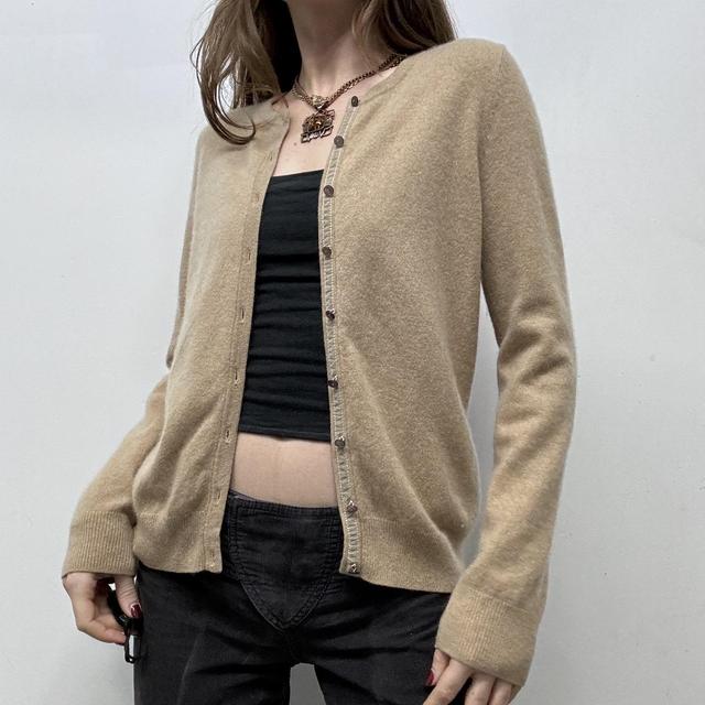 Tan knitted cashmere cardigan