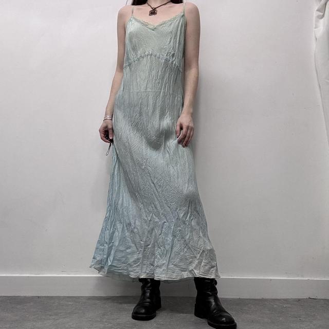 Sheer crinkle lace slip dress