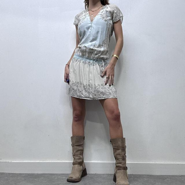 Lace paisley floral mini dress