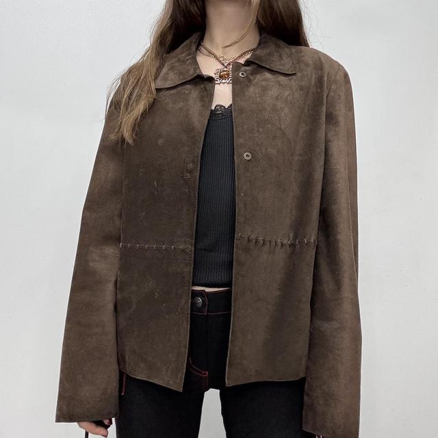 Brown suede boxy blazer