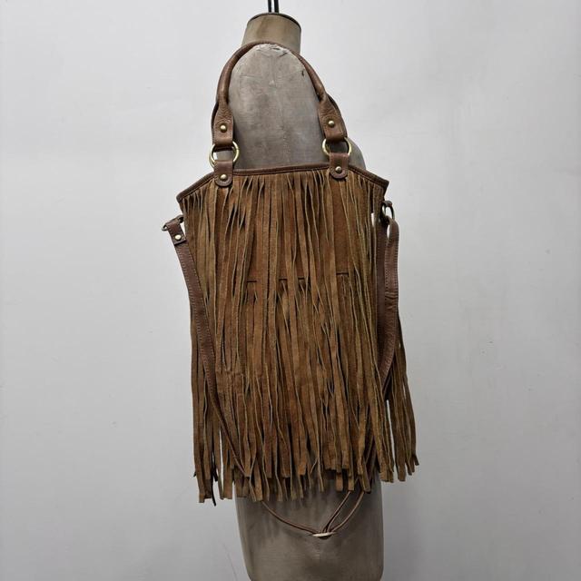 Tan suede tassle western bag