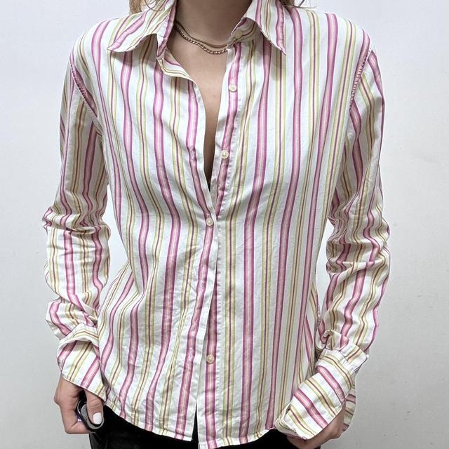 Flared pinstripe fitted shirt