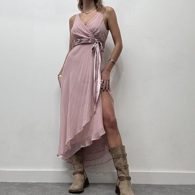 Pink drape waterfall dress