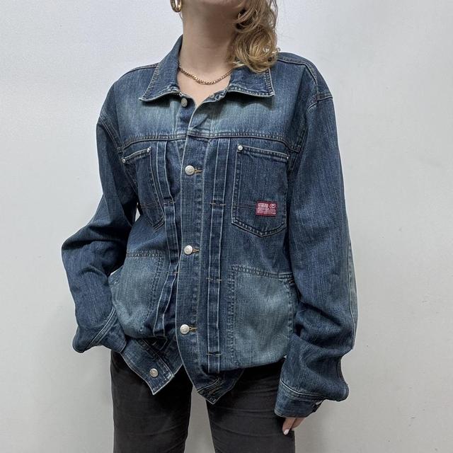 Oversized distressed denim jacket