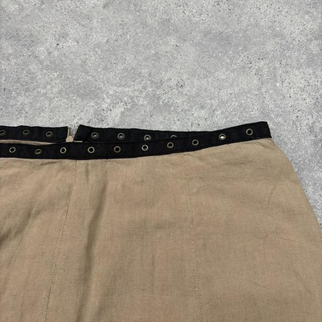 Tan linen studded eyelet skirt