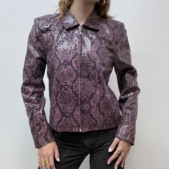 Purple snakeskin leather jacket
