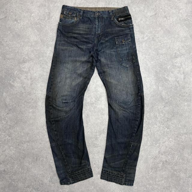 Dark denim cargo jeans