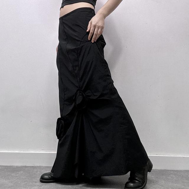 Black draped gothic maxi skirt
