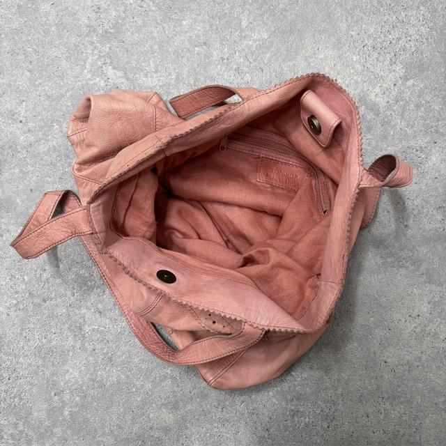 Brouge patterned pink leather tote bag