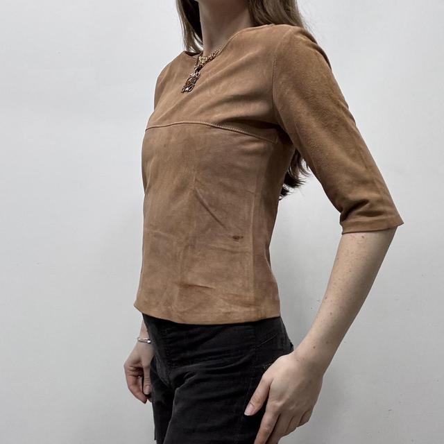 Tan suede fitted top