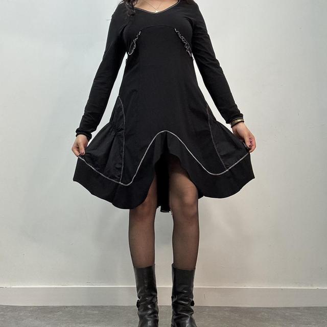 Black flared handkercheif midi dress