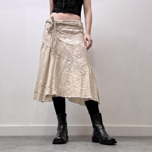 Lace linen distressed skirt
