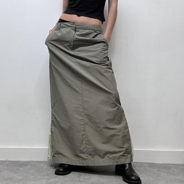 Khaki tech aline maxi skirt