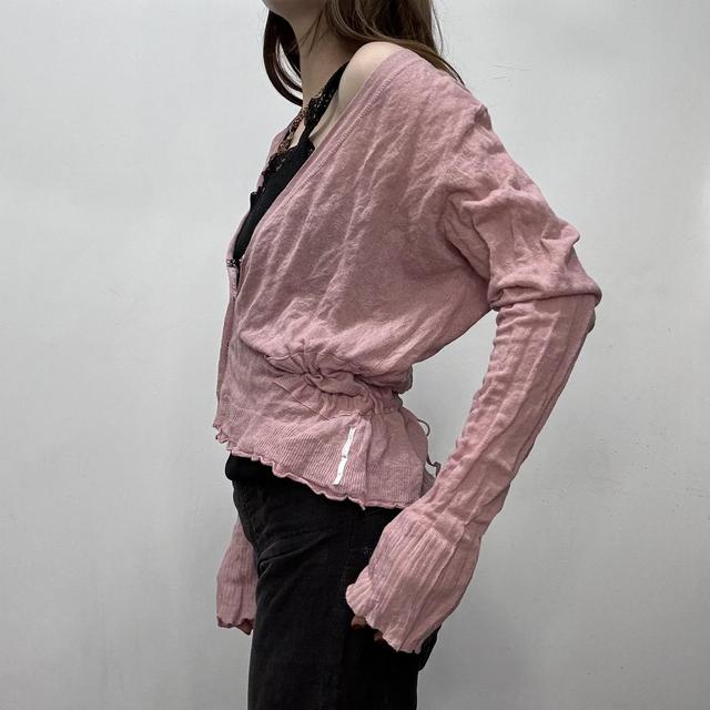 Pink slouchy gathered cardigan