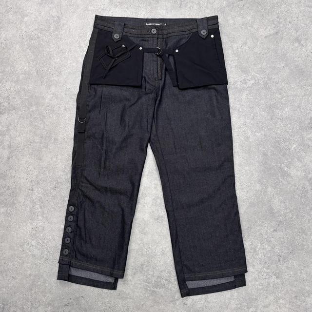 Dark denim utility cargo pants