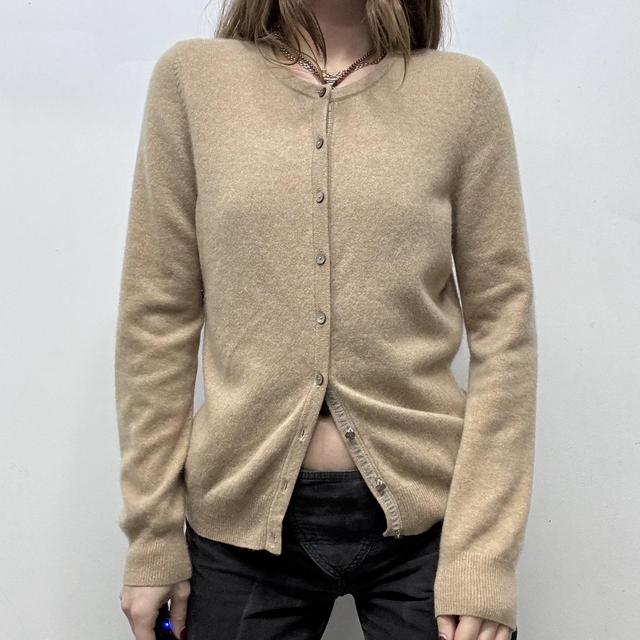 Tan knitted cashmere cardigan