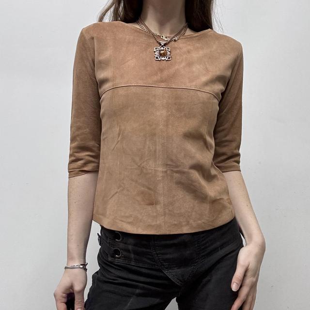 Tan suede fitted top