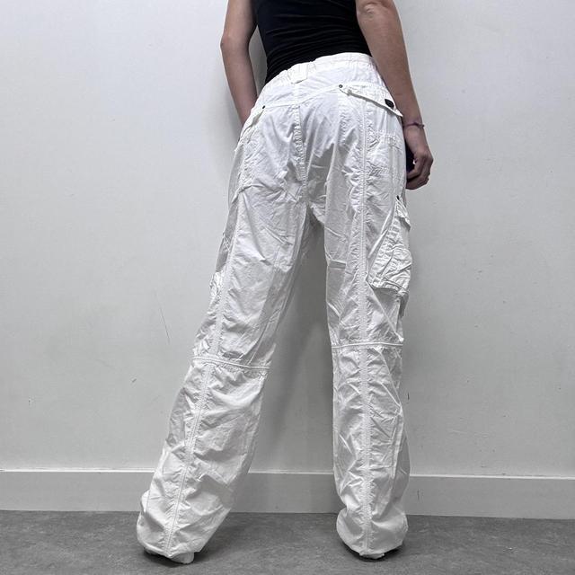 White y2k cargo wide leg pants