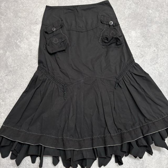 Black grunge cargo maxi skirt